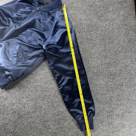 Vintage Korea Embroidered Dragon Satin Bomber Souvenir Jacket Distress Full Zip - Picture 8 of 11